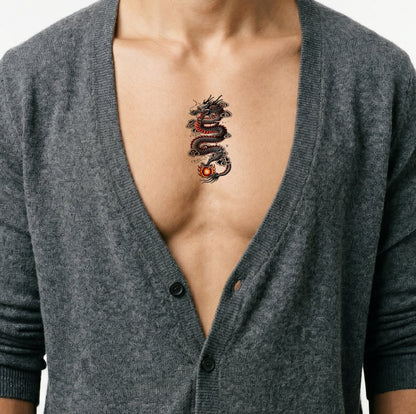Ryu Dragon Pearl Tattoo Design