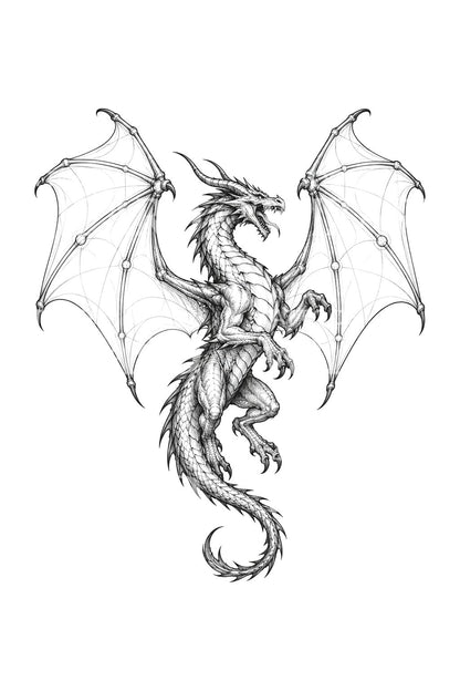 Dragon Wing Anatomy Sketch Tattoo Design