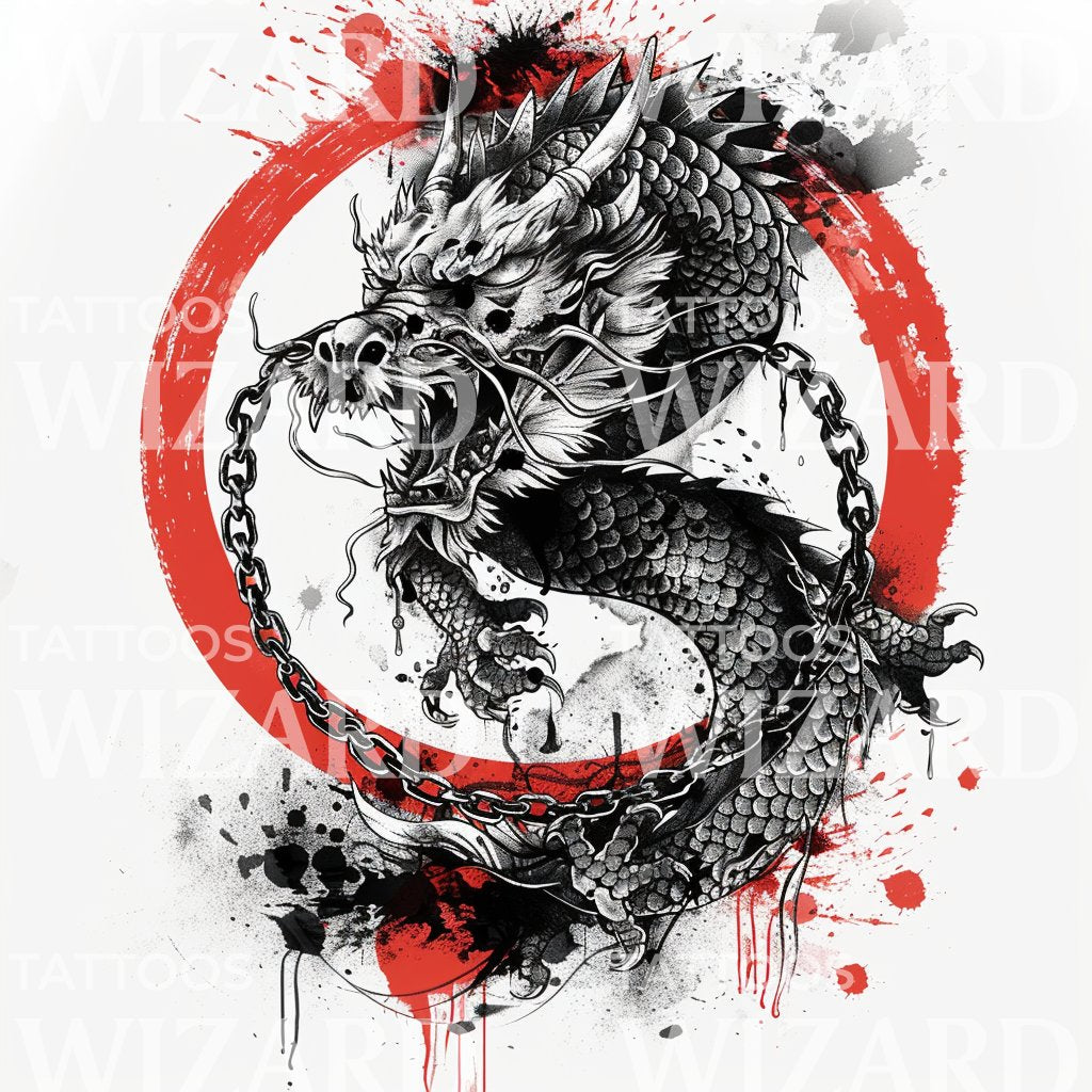 Dragon Within Circle Tattoo Illustration