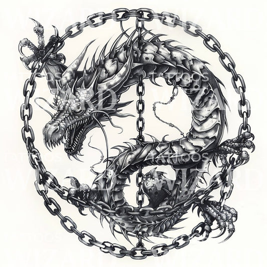 Dragon Wrapped in Chains Tattoo Idea