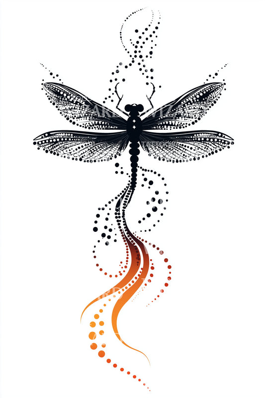 Dragonfly With Ember Tail Tattoo Design