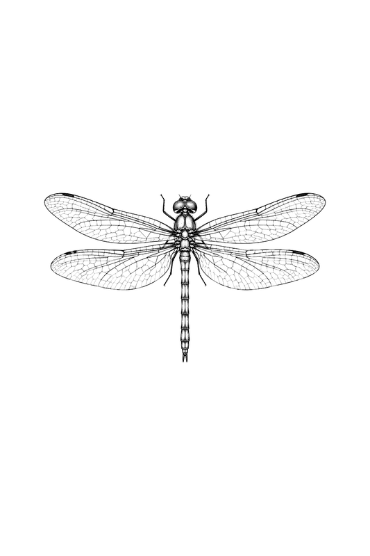Libelle mit geäderten Flügeln, Fine-Line-Tattoo-Idee