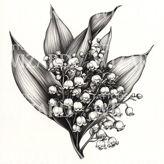 Drawing of a Lily of the Valley Tattoo Design