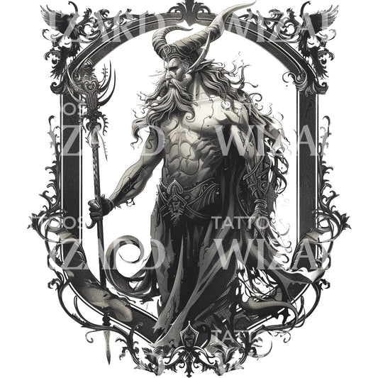 Dreadful Hades God Tattoo Design