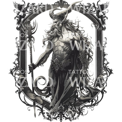 Dreadful Hades God Tattoo Design