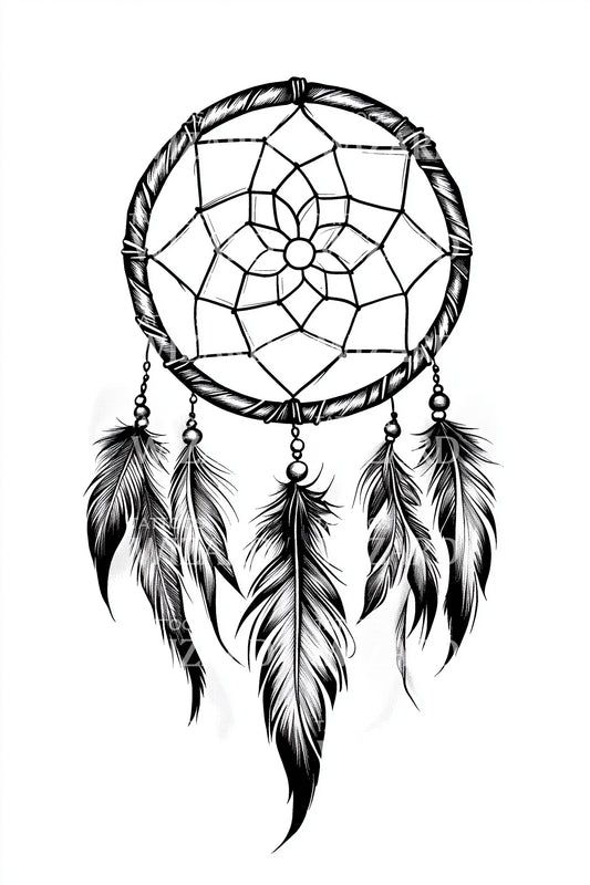 Dreamcatcher Feathers Charm Tattoo Design