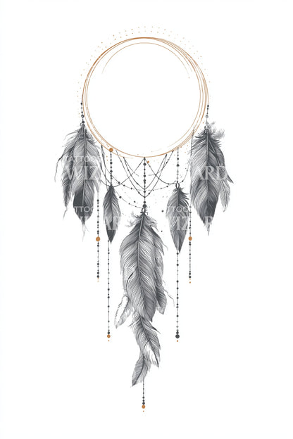 Dreamcatcher Feathers Charm Tattoo Design