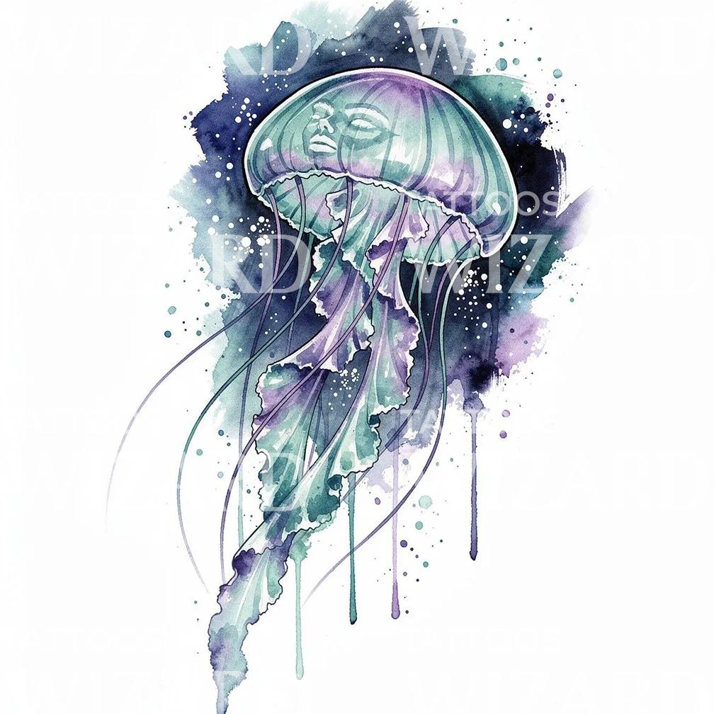 Dreamy Jellyfish Watercolor Tattoo Design