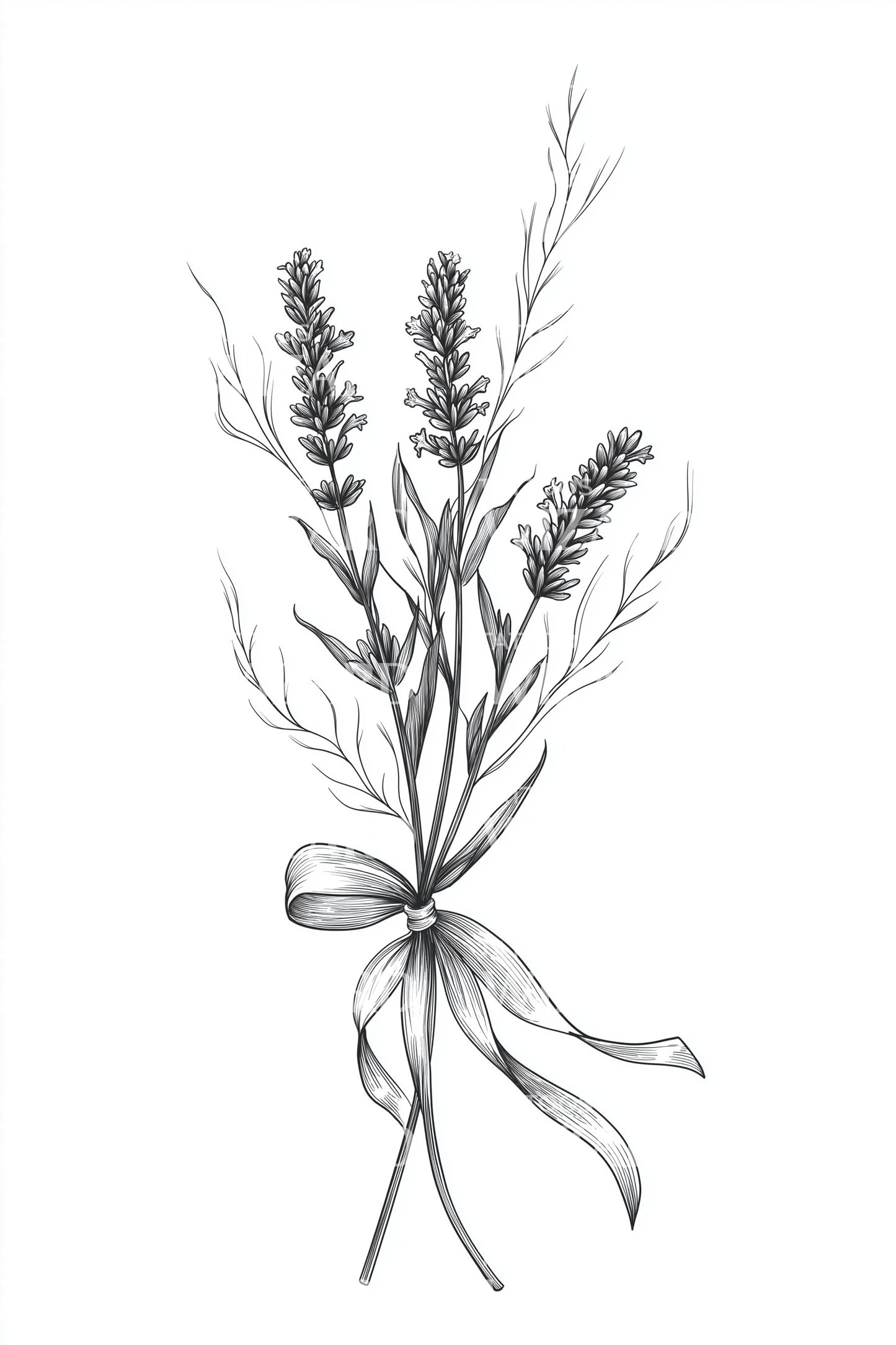 Dried Lavender Bunch Tattoo Illustration