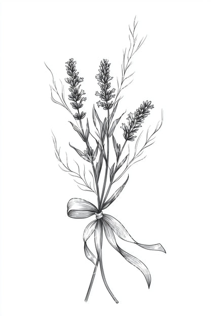 Dried Lavender Bunch Tattoo Illustration
