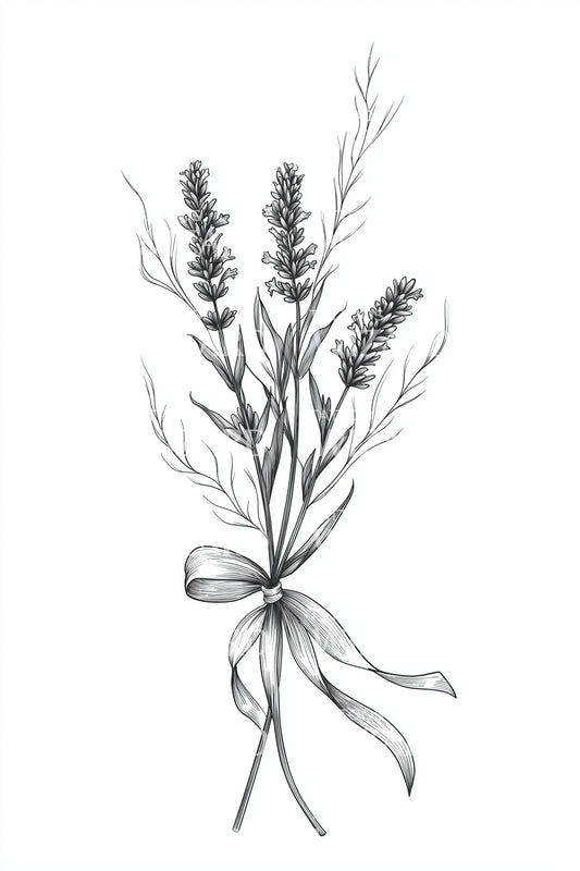 Dried Lavender Bunch Tattoo Illustration