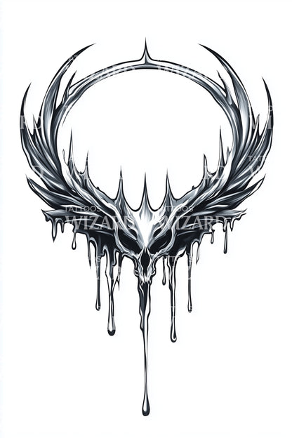 Dripping Antler Crown Tattoo Design