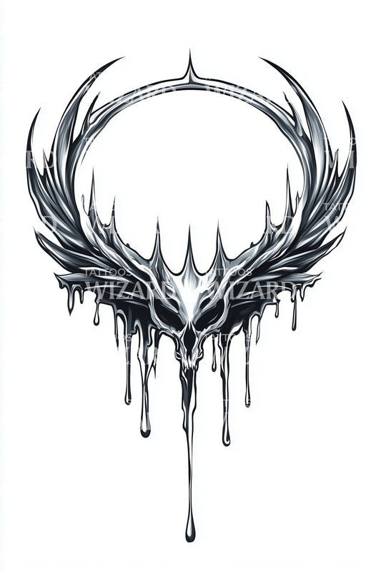 Dripping Antler Crown Tattoo Design
