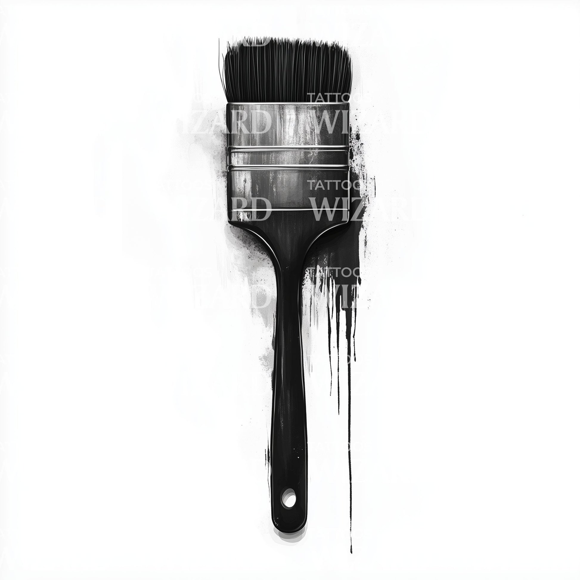 Dripping Black Paintbrush Abstract Tattoo Design