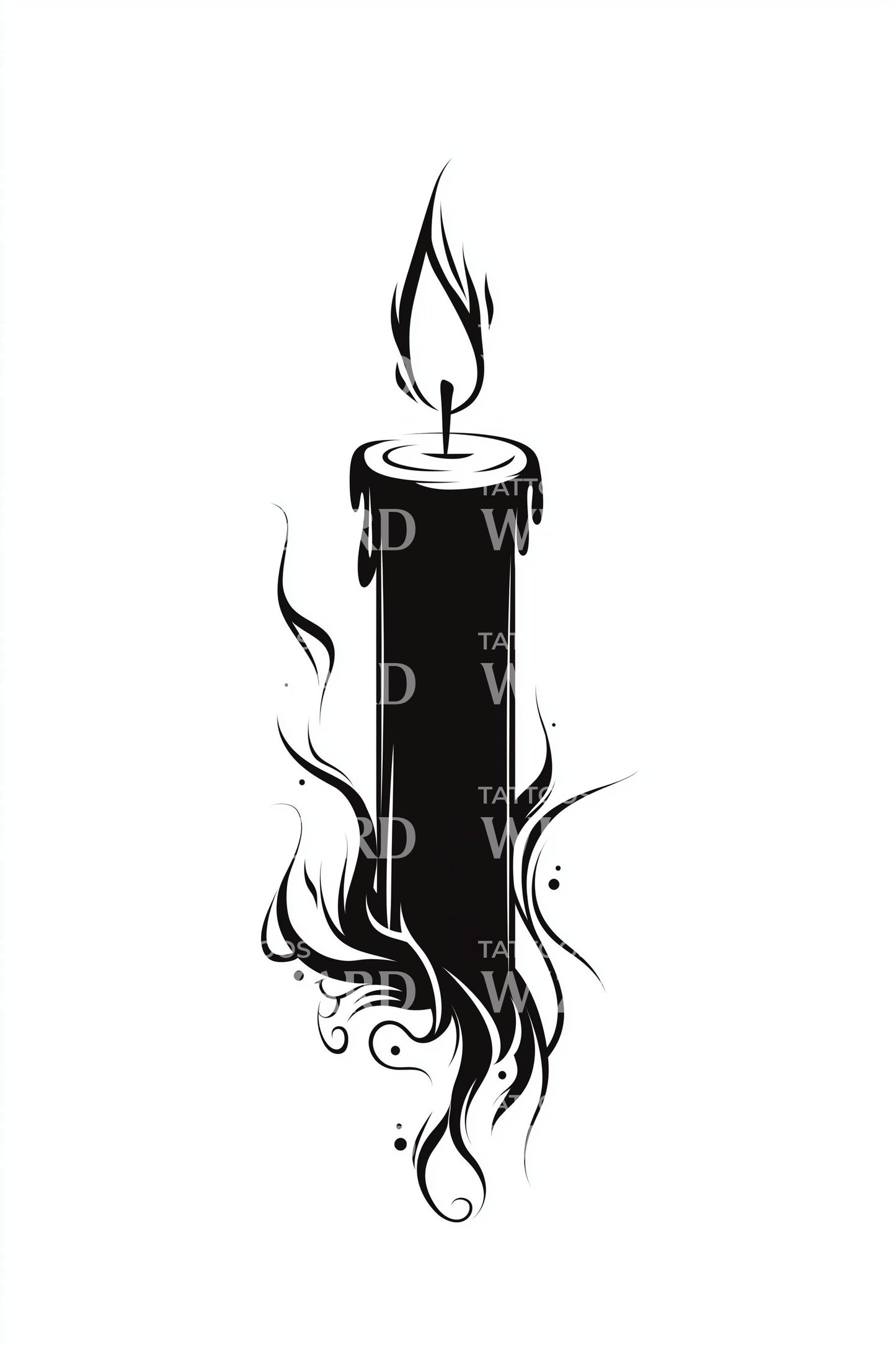 Dripping Candle Flame Tattoo Illustration