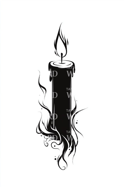 Dripping Candle Flame Tattoo Illustration