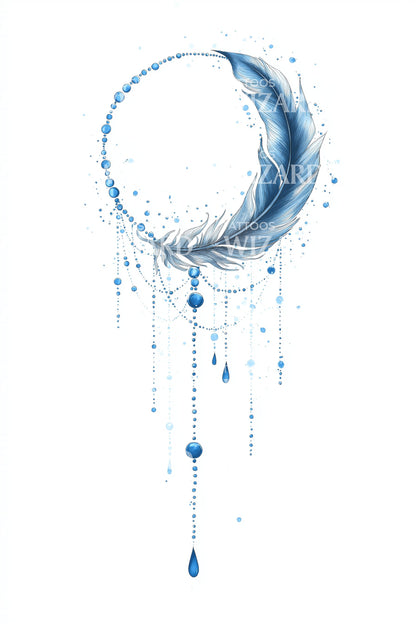 Dripping Crescent Moon Tattoo Design