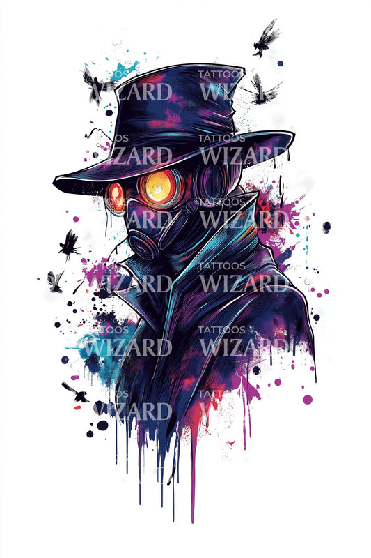 Dripping Cyan Doctor Tattoo Design