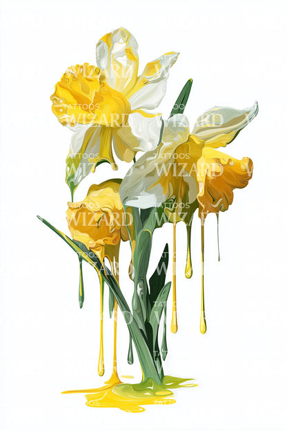 Druipende Gouden Iris Tatoeage Ontwerp