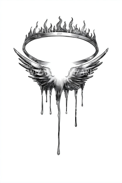 Dripping Halo Crown Tattoo Design