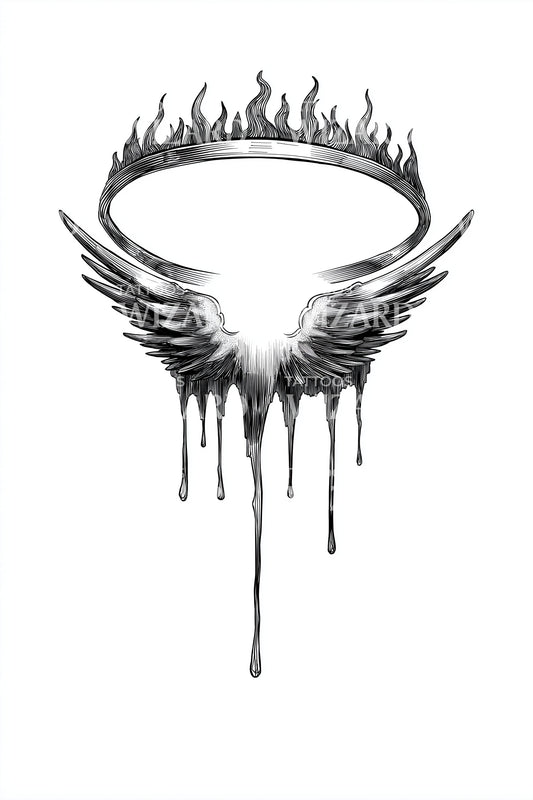 Dripping Halo Crown Tattoo Design