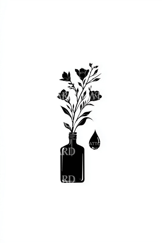 Dripping Ink Bottle Tattoo Idea