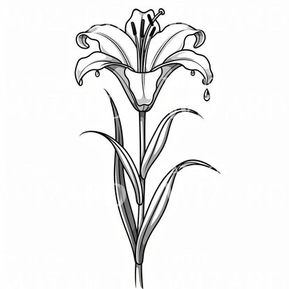 Dripping Lily Tattoo Design