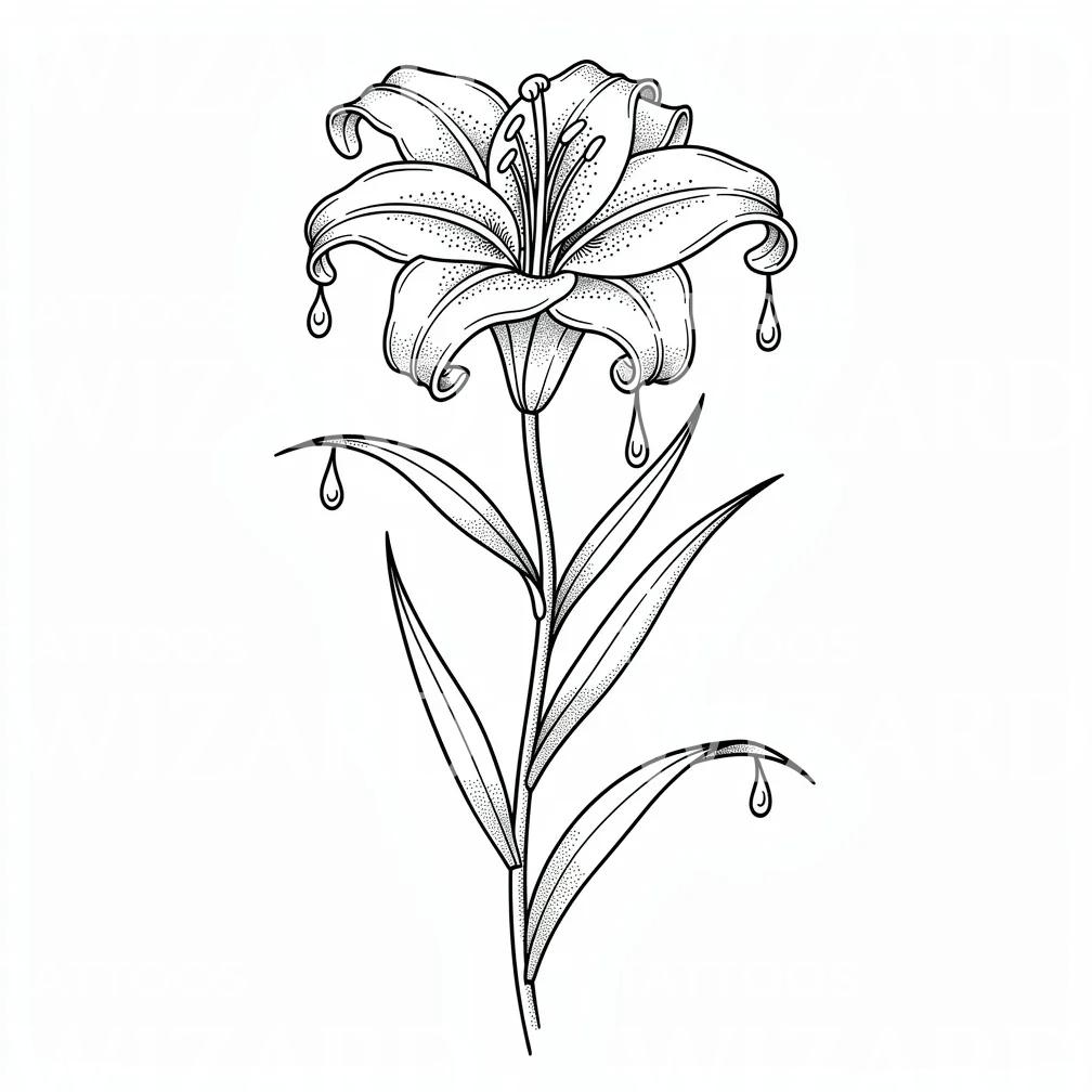 Dripping Lily Tattoo Design