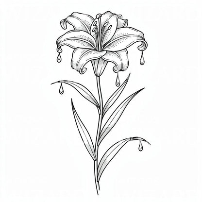 Dripping Lily Tattoo Design