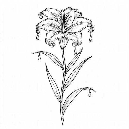 Design tatuaggio giglio gocciolante