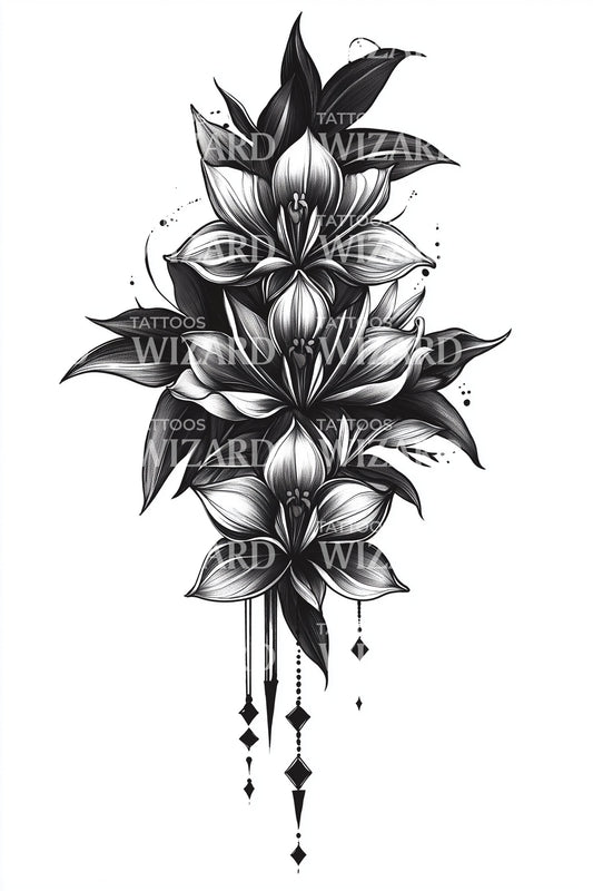 Dripping Magnolia Cascade Tattoo Design