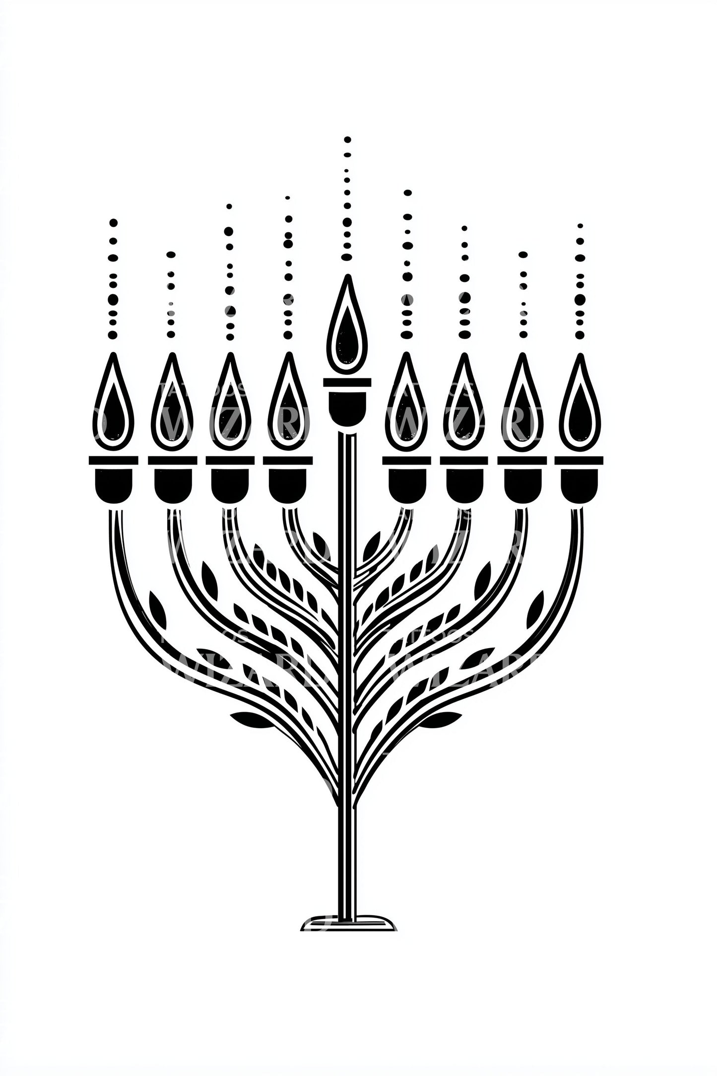 Dripping Menorah Candles Tattoo Design