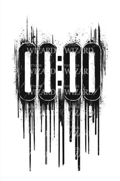 Dripping Midnight Timer Tattoo Design