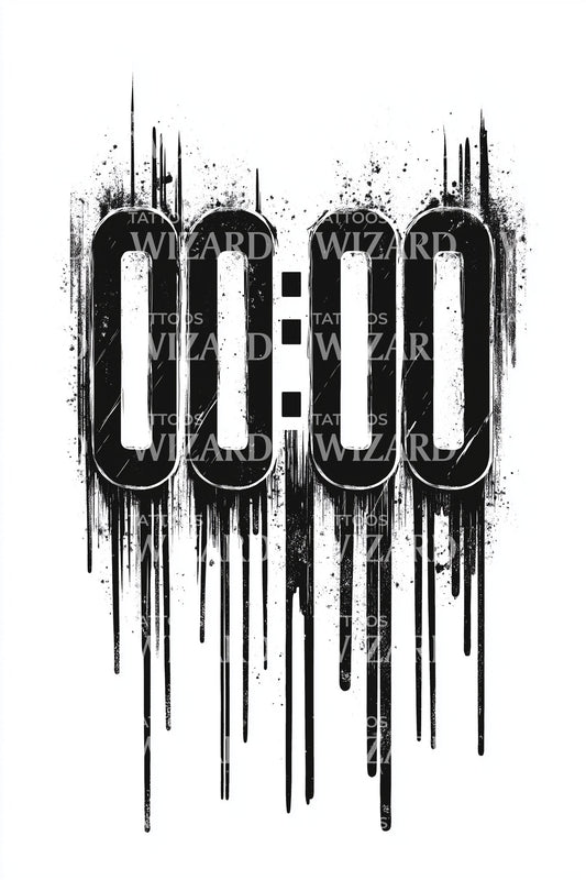 Dripping Midnight Timer Tattoo Design