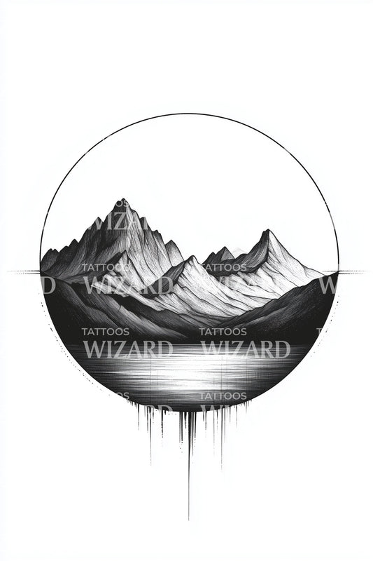 Dripping Mountain Orb Tattoo Design