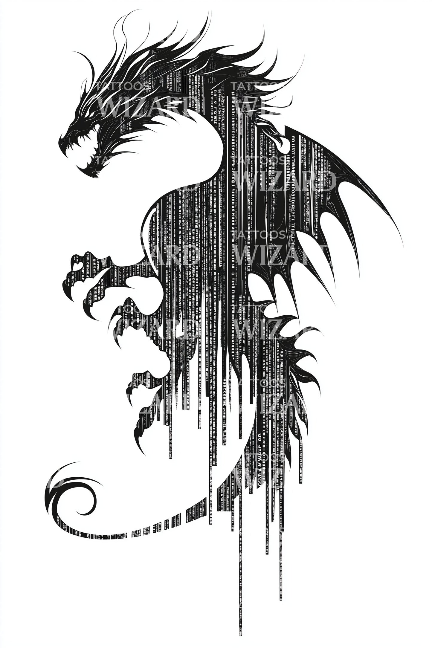 Dripping Shadow Dragon Tattoo Design
