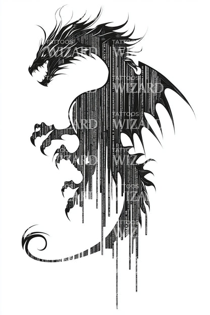 Dripping Shadow Dragon Tattoo Design