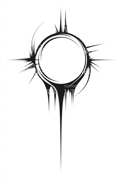 Dripping Solar Eclipse Tattoo Design