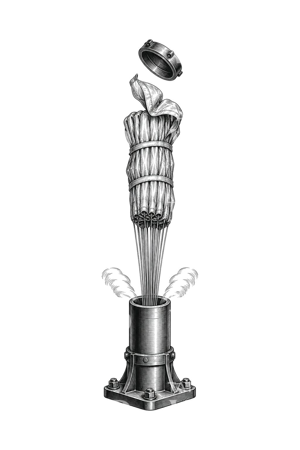 Drogue Parachute Mortar Firing Tattoo Design