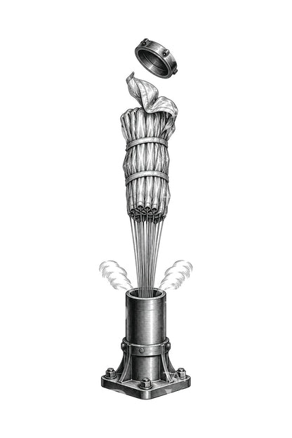 Drogue Parachute Mortar Firing Tattoo Design