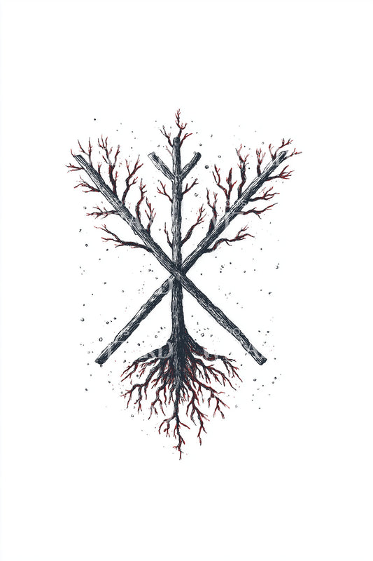 Dual Color Rooted Tree Tattoo Design