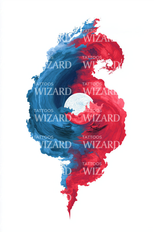 Dual Swirl Energy Tattoo Design