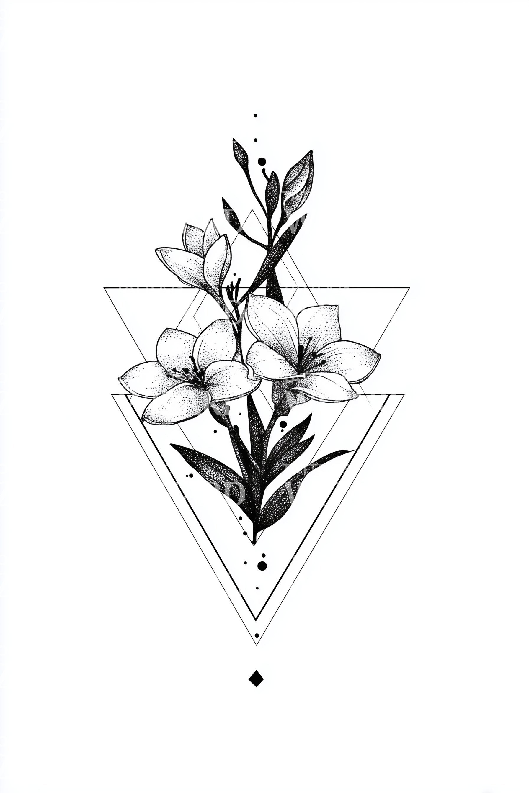 Dual Triangle Jasmine Tattoo Design – Tattoos Wizard Designs