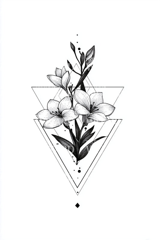 Desain Tato Melati Segitiga Ganda