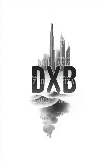 Dubai DXB Cloud Plume Skyline Tattoo Idea