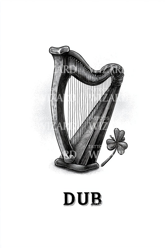 Dublin Harp DUB Tattoo Design