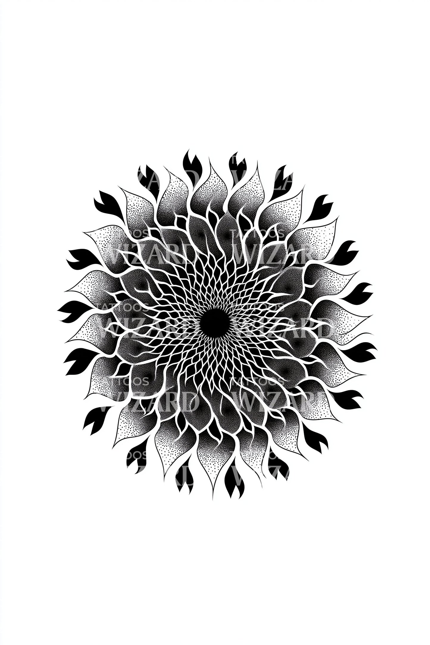 Dusklight Petal Mandala Tattoo Illustration
