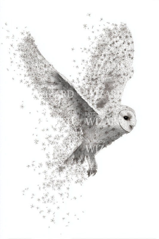 Dust Trail Owl Tattoo Design
