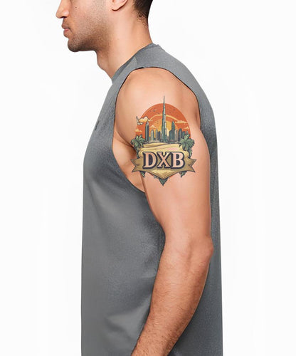 DXB Dubai Sunset Tattoo Illustration