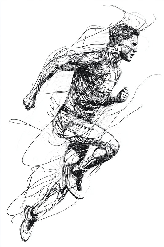 Dynamic Runner Sketch Tattoo Idea